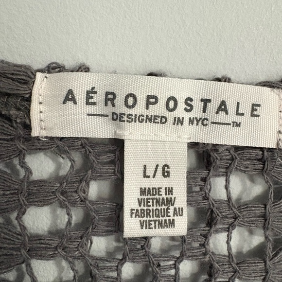 Aeropostale Womens Large Open Knit Duster Cardigan Gray Boho Fairy Grunge - Picture 5 of 10